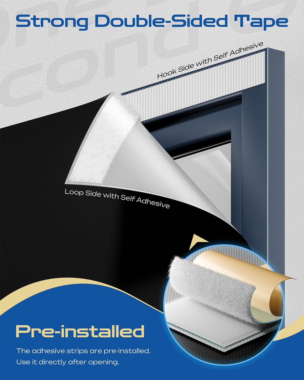 23" W x 84" L 100% Portable Blackout Curtains, Total Darkness No-Drill Black Out Window Cover,Temporary Blackout Shades with Hook & Loop Tape, for Bedroom, Nursery, Dorm, Travel (Black)