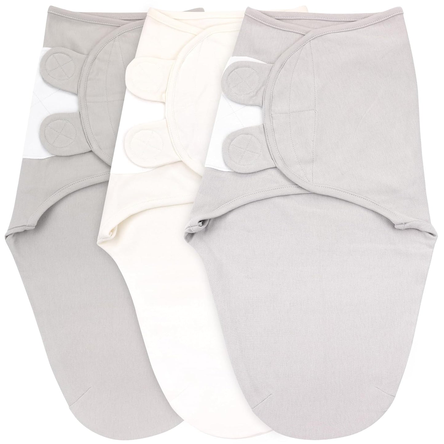 Bublo Baby Swaddles for Newborn Girls - 3 Pack Baby Swaddle Sleep Sacks - 3-6 Months - Pastel Grey-White Solid