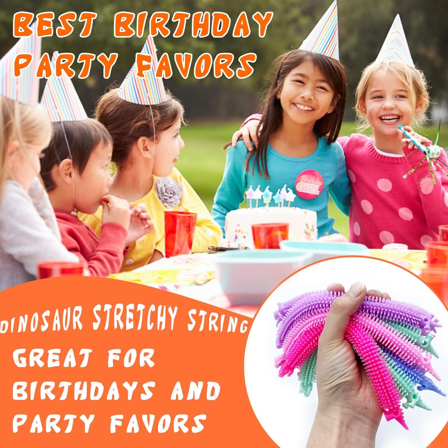 20 Pack Stretchy String Fidget Toys,Dinosaur Sensory Noodle Strings,Textured Stretchy String for Kids Adults Stress Relief,Party Favors,Christmas Stocking Stuffers