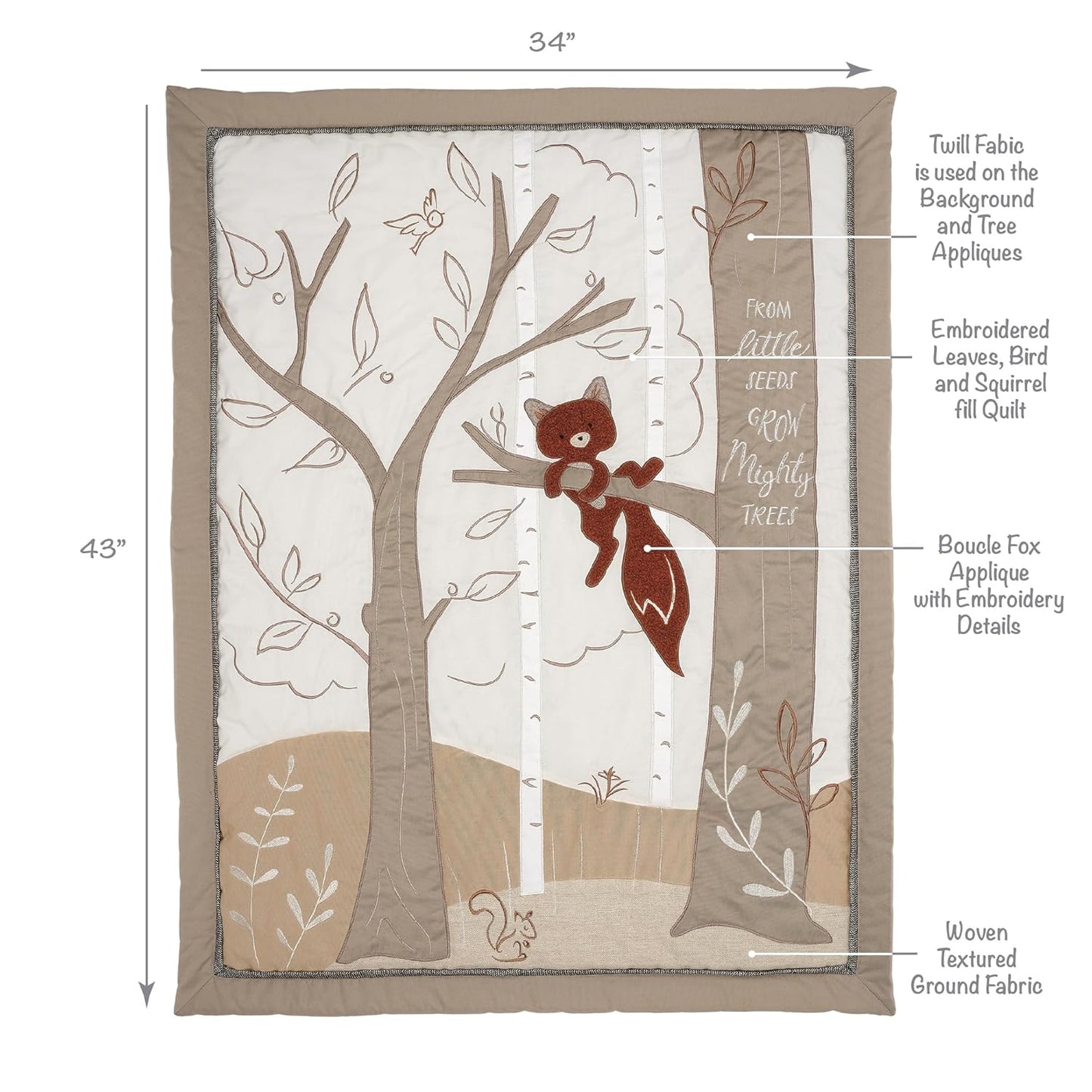 Lambs & Ivy Treetop Fox Woodland Tree Nursery 3-Piece Baby Crib Bedding Set