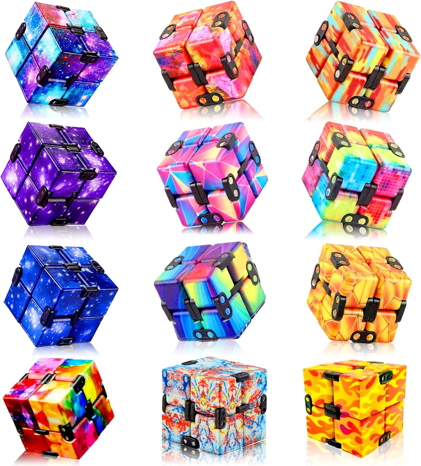 12 Pack Infinity Cube Fidget Toy, Fidgeting Game for Adults, Cool Mini Gadget Best for Stress and Anxiety Relief and Kill Time for ADD/ADHD/OCD