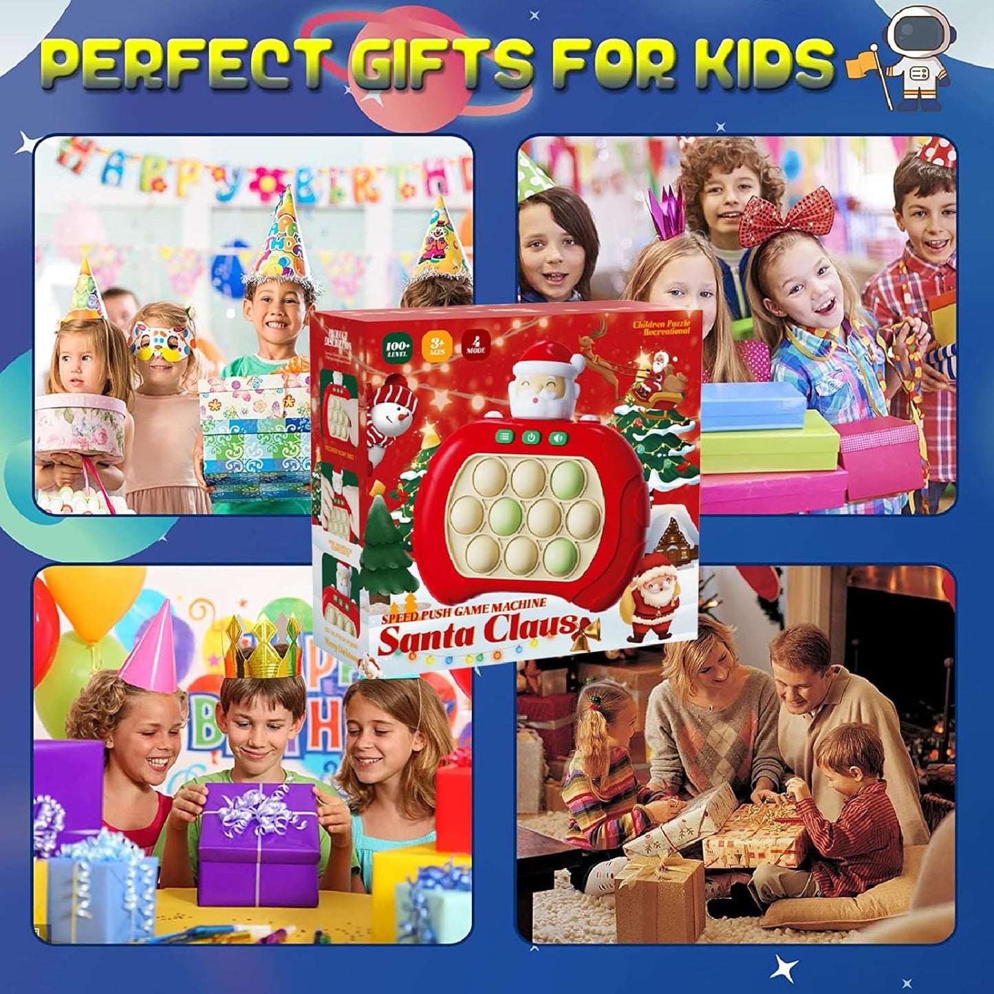 Creative Stress Relief Toys, Decompression Breakthrough Puzzle Pop Button Gopher Game Machine, Novelty Fidget Toys Party Favor Gifts for Kids Adults, Toy for 3+ Year Old (Santa Claus)