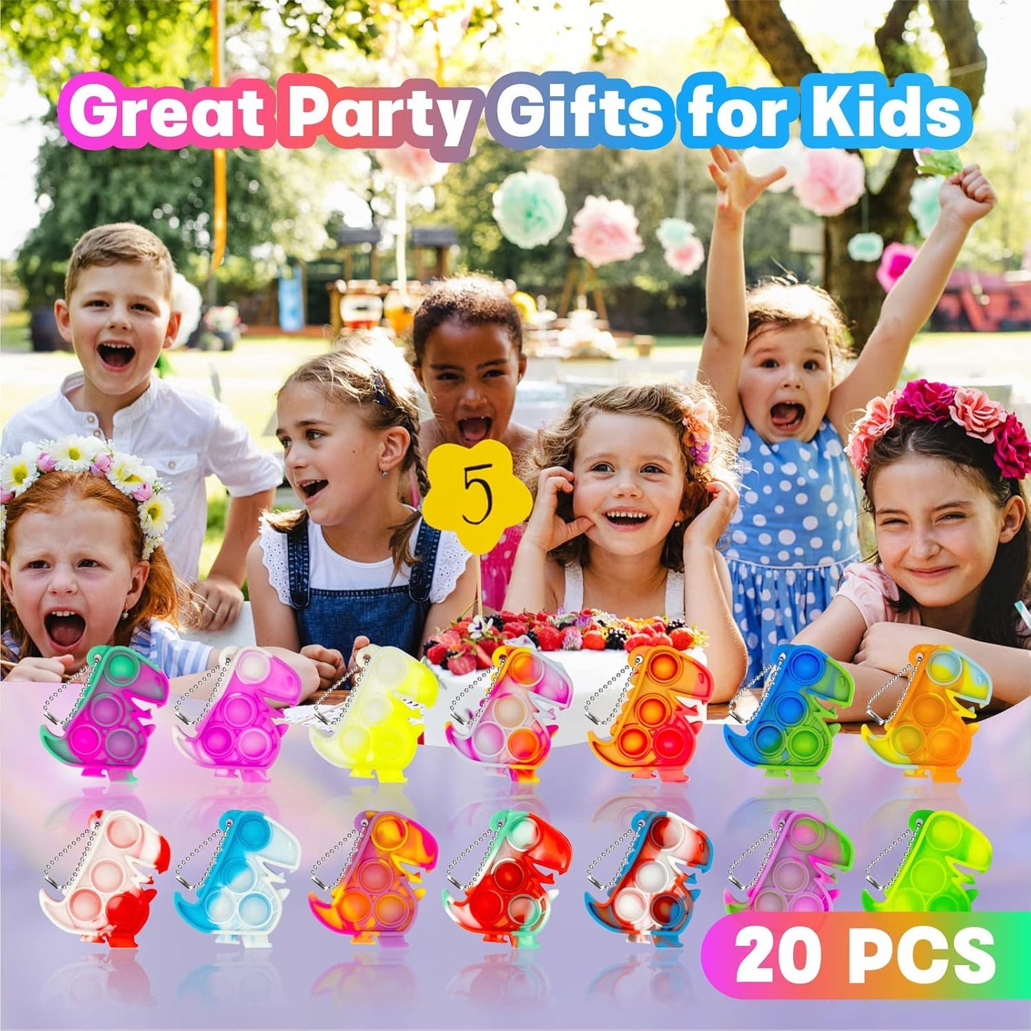 Dinosaur Party Favors Pop Fidget Toys Bulk Its 12PCS Mini Pop Keychain It Fidget Toy Packs Fidgets for Classroom Prizes for Kids Birthday Christmas Stocking Stuffers for Kids Sensory Toys
