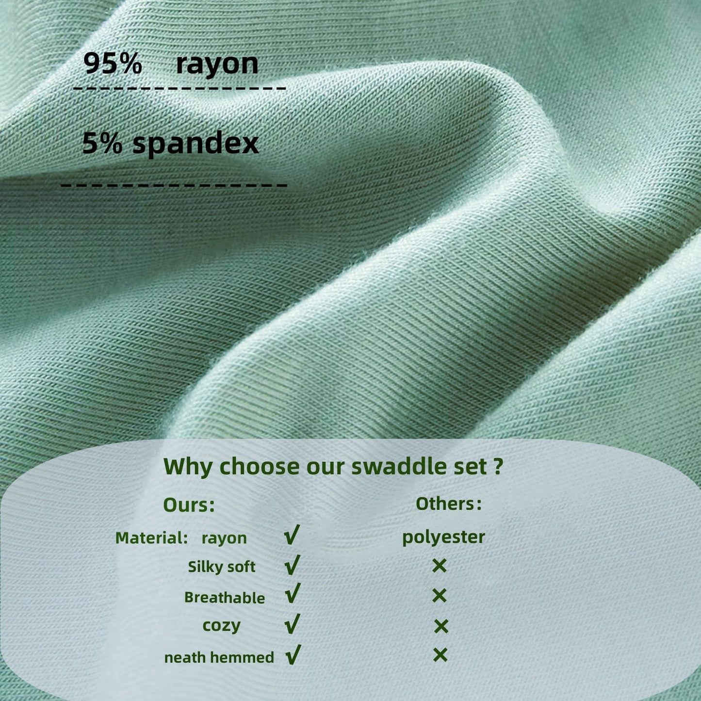 OWLOWLA Swaddle Blanket and Hat Set Newborn Swaddle Wrap Baby Receiving Blanket for Baby Boys Girls(Dim Gray)