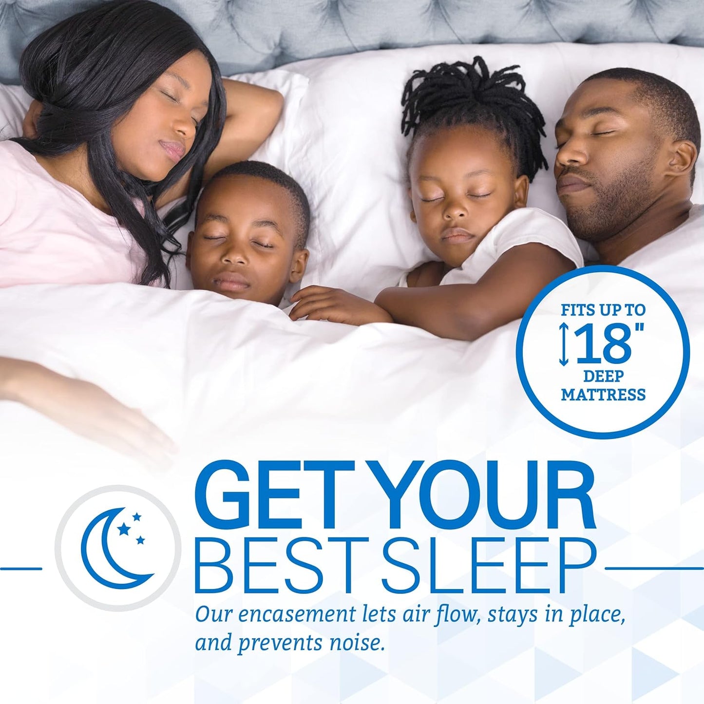 SafeRest Zippered Mattress Protector - Premium 15-18 Inch Waterproof Mattress Cover for Bed - Breathable & Noiseless Washable Mattress Encasement - Calking