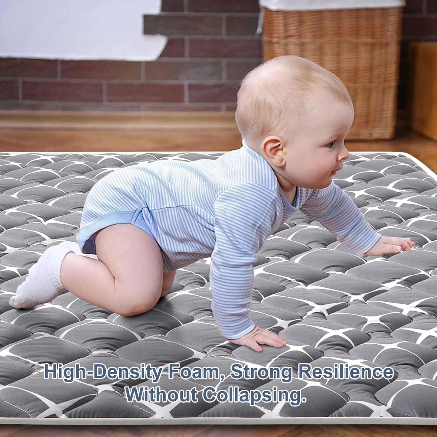 Vibe bear Baby Play Mat 71" X 59", Premium Thicker Foam One-Piece Crawling Mat, Extra Large Anti- Slip Crawling Mat Activity Playmats for Babies,Toddlers, Infants, Play & Tummy Time