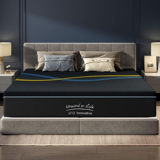 12 inch King Mattress Multi-Layer Memory Foam Mattress - Medium Firmness with Bamboo Charcoal & Green Tea Infusion