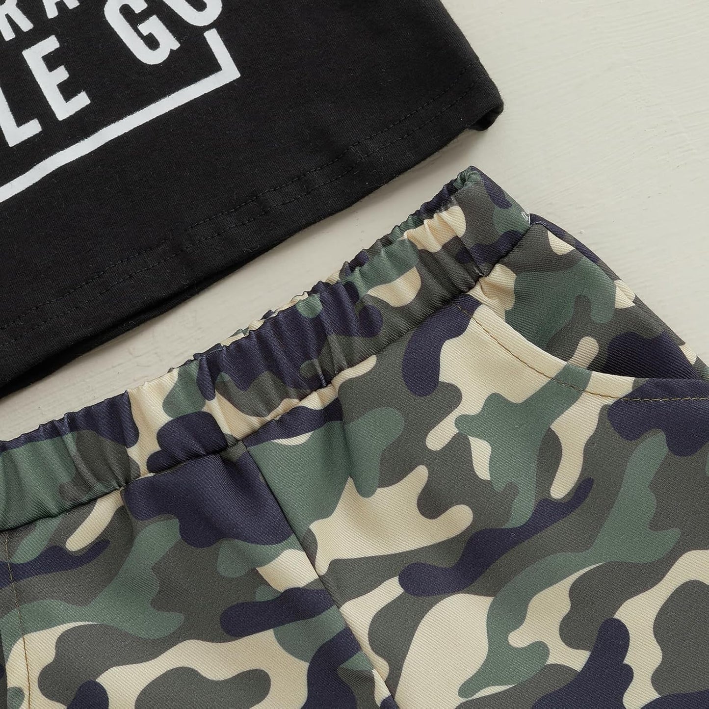 wdehow Toddler Kids Baby Boy Summer Clothes Sets 1T 2T 3T 4T 5T Letter Print Short Sleeve Tops Camouflage Shorts Outfits