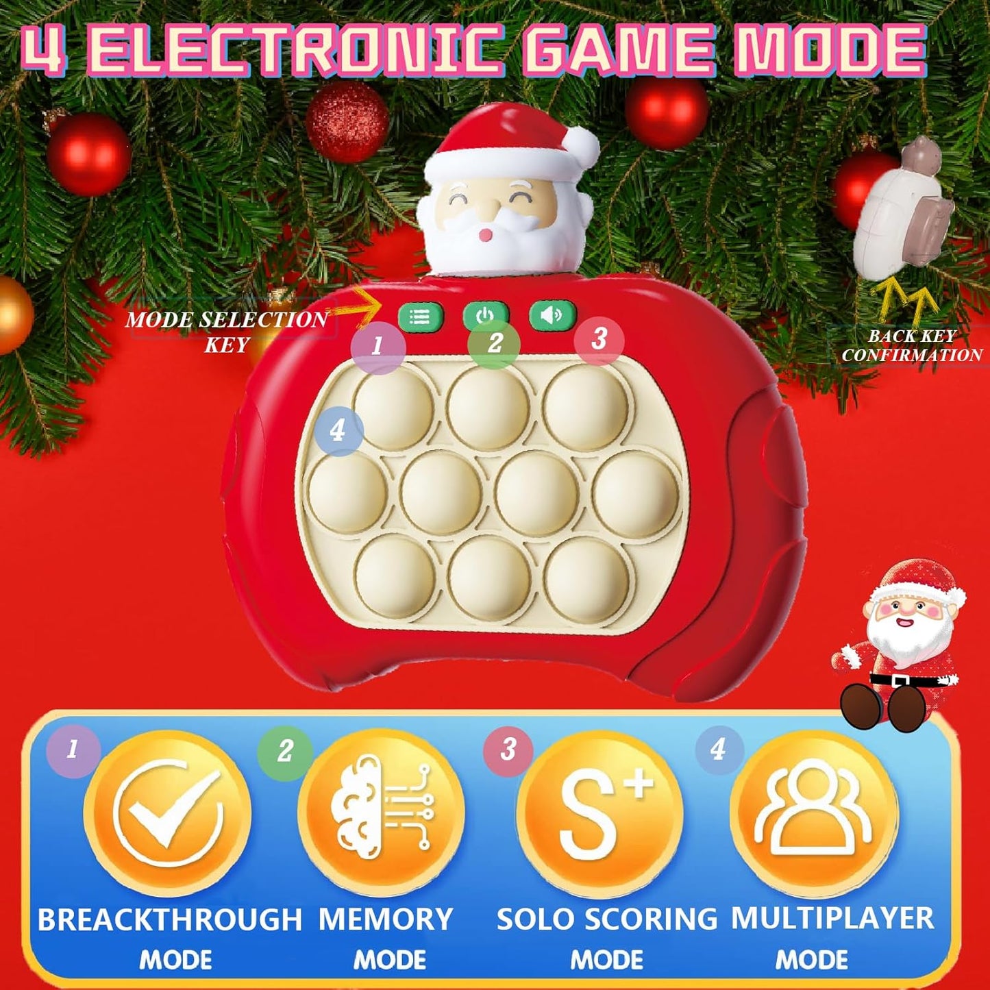 Creative Stress Relief Toys, Decompression Breakthrough Puzzle Pop Button Gopher Game Machine, Novelty Fidget Toys Party Favor Gifts for Kids Adults, Toy for 3+ Year Old (Santa Claus)