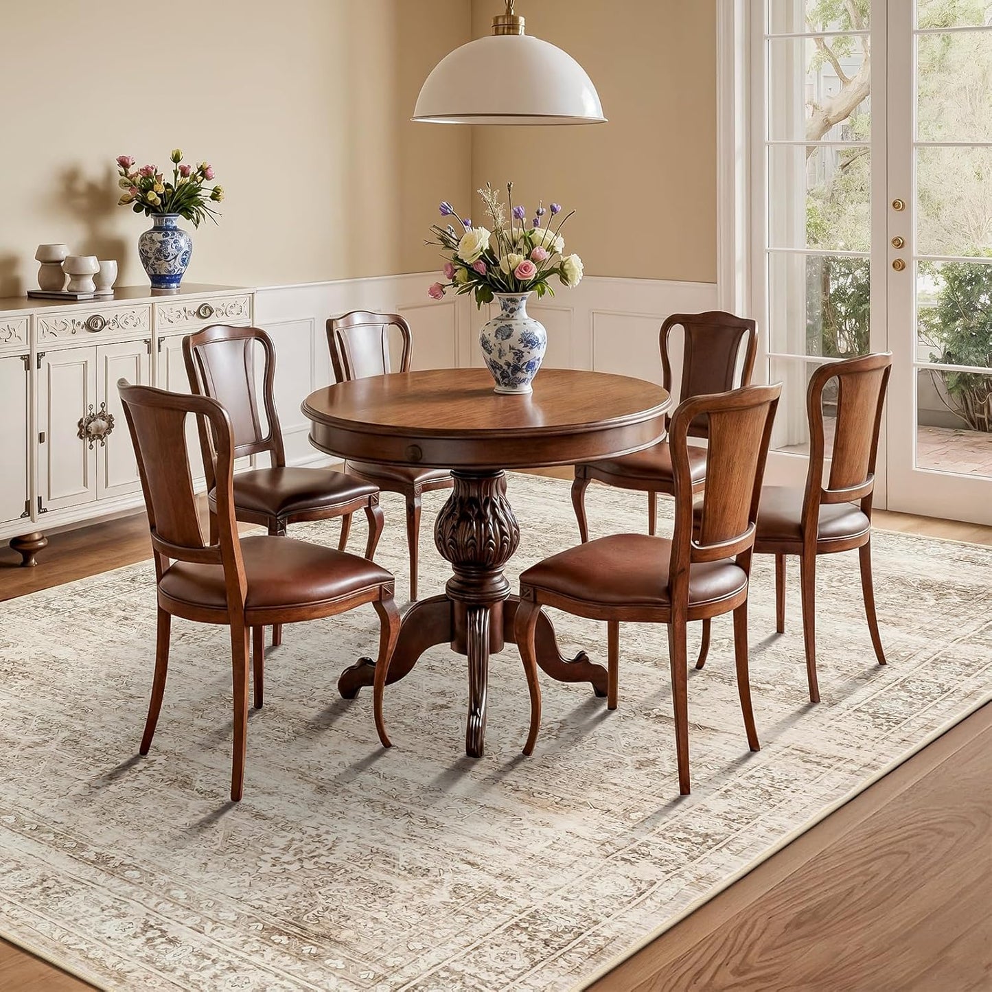 Lofus 5x7 Area Rug for Living Room,Beige Washable Area Rugs with Non-Slip Backing,Soft Neutral Carpets for Bedroom Dining Room Home Office Indoor Nursery