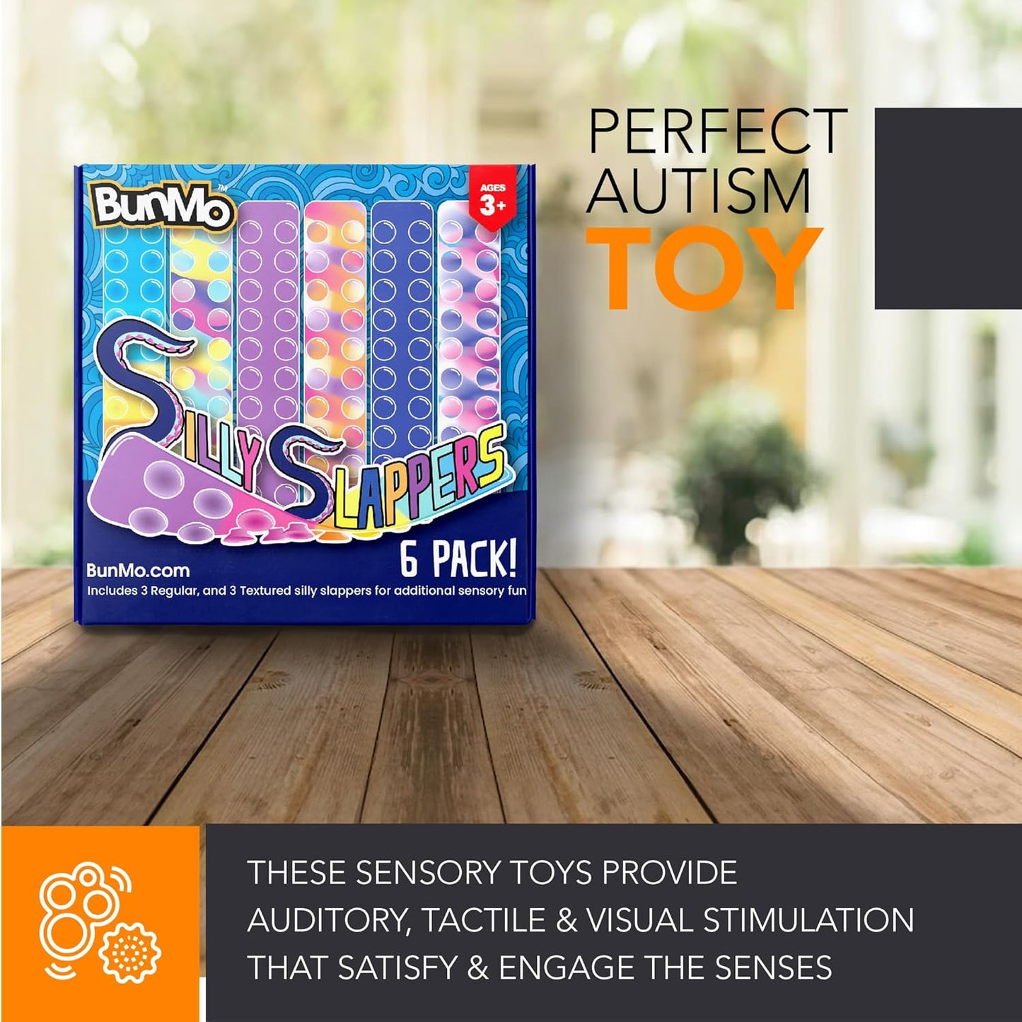 BUNMO Stretchy Strings - Sensory Toys for Toddlers 1-3 - Stimulating & Addictive Sensory Toys for Kids with Autism - Fidget Toy for Anxiety & Stress Relief - Hours of Fun for Kids - Suction 6pk