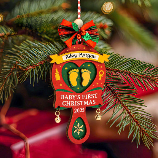 Baby First Christmas Ornament 2025 for Girl Boy - Baby's 1st for Parents, Rattle Newborn Ornament Keepsake Babys First Xmas Ornaments for Xmas Tree Decorations