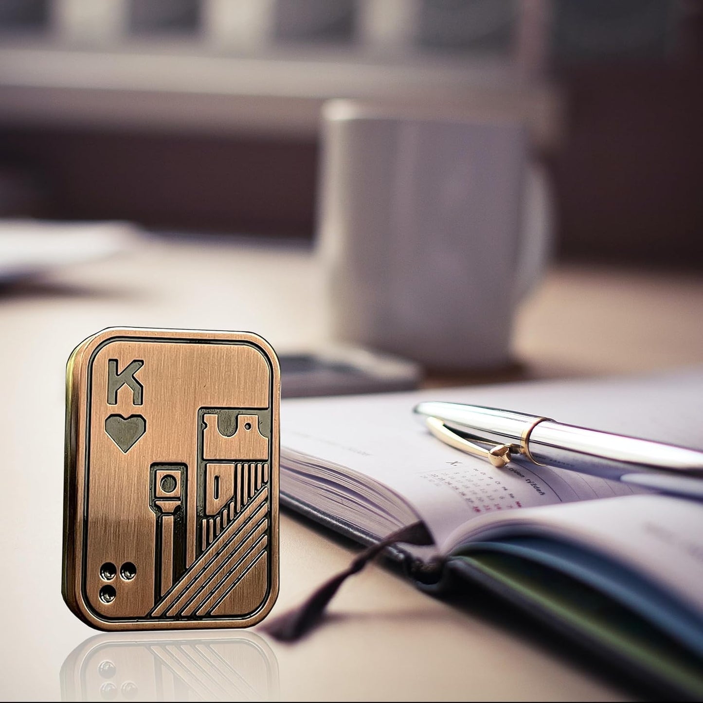 New Decompression Metal Poker Fidget_Slider，Manually Rotate Adult Office Decompression Toys to Relieve Pressure, Tabletop Toys for Adults and, Pressure Novel Toy Gift for Kids or Friends (bronzeKK)