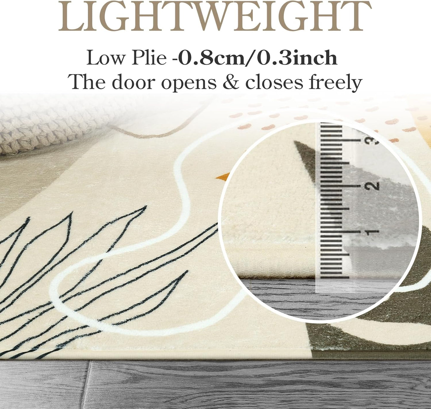 Lahome Boho Rug for Living Room - 5 x 7 Area Rugs Washable Non-Slip Soft Bedroom Carpet Ultra-Thin Throw Tan Dining Room Rug, Botanical Print Indoor Modern Floral Rug for Office Nursery Kids Room