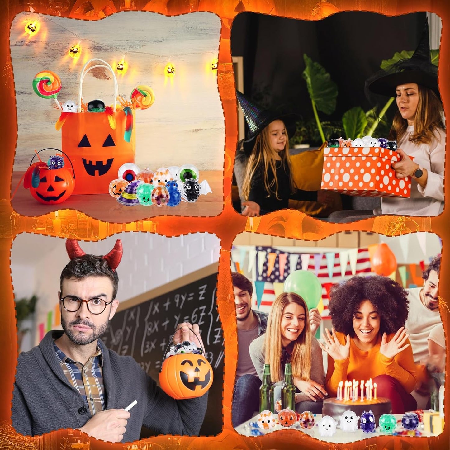 24PCS Halloween Stress Balls,Squishy Fidget Ball Toys,Bulk Stress Relief Sensory Stress Ball for Halloween Party Favors,Trick or Treat Goodie Bag Fillers,Birthday Gift