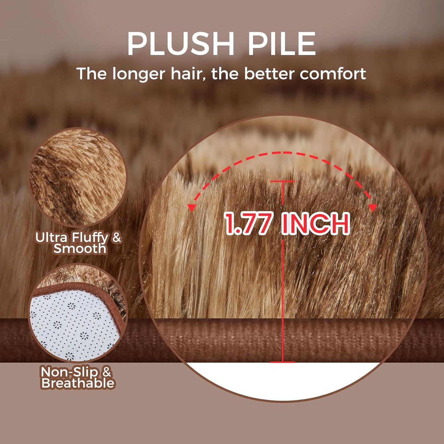 Ultra Soft Rug for Living Room, 3X5 Fluffy Shag Area Rug for Bedroom, Modern Shaggy Carpets Fuzzy Rug for Teens Dorm Nursery Home Decor Aesthetic, Upgrade Anti-Skid Durable, Tie-Dyed Coffee