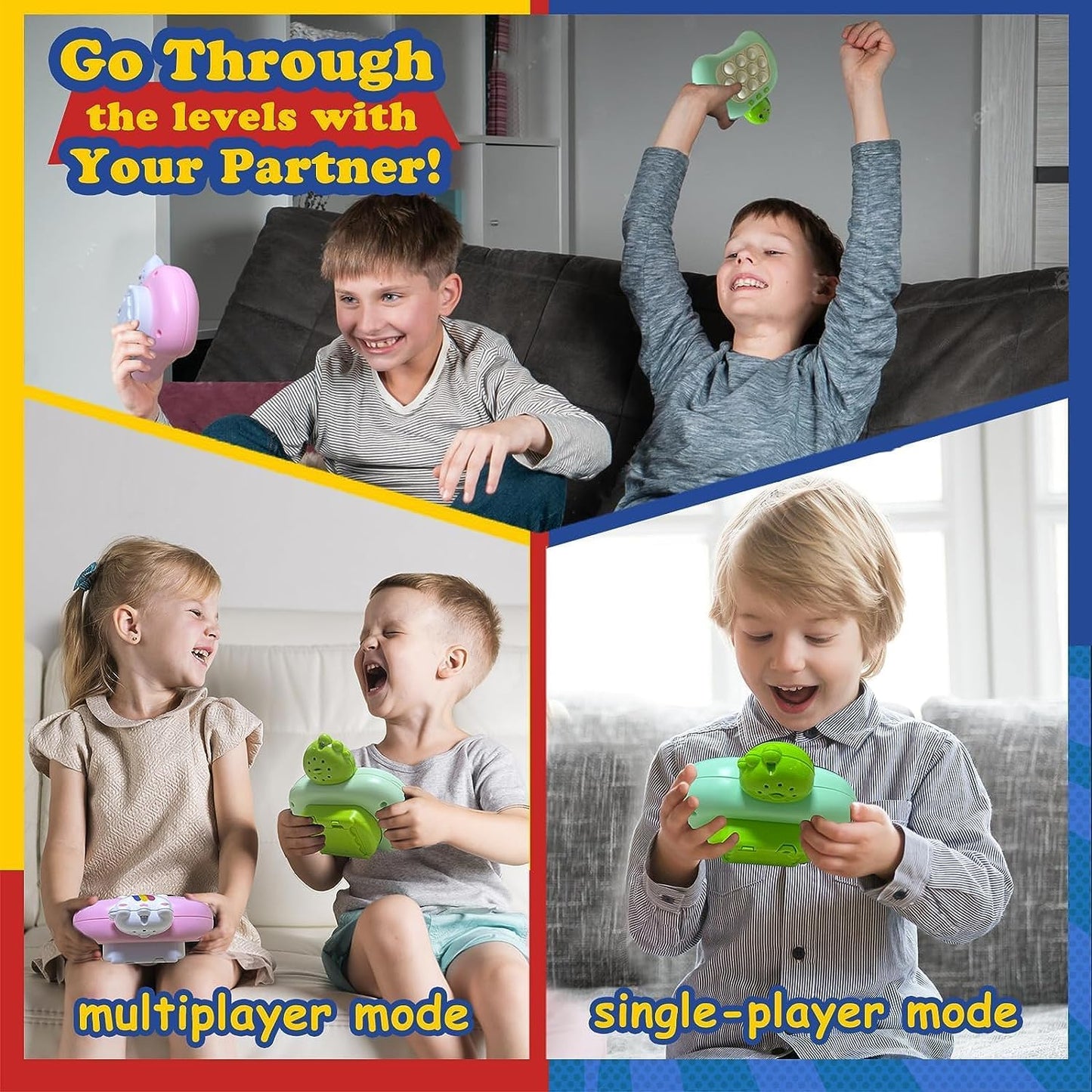 Creative Stress Relief Toys, Decompression Breakthrough Puzzle Pop Button Gopher Game Machine, Novelty Fidget Toys Party Favor Gifts for Kids Adults, Toy for 3+ Year Old (Green Dinosaur)