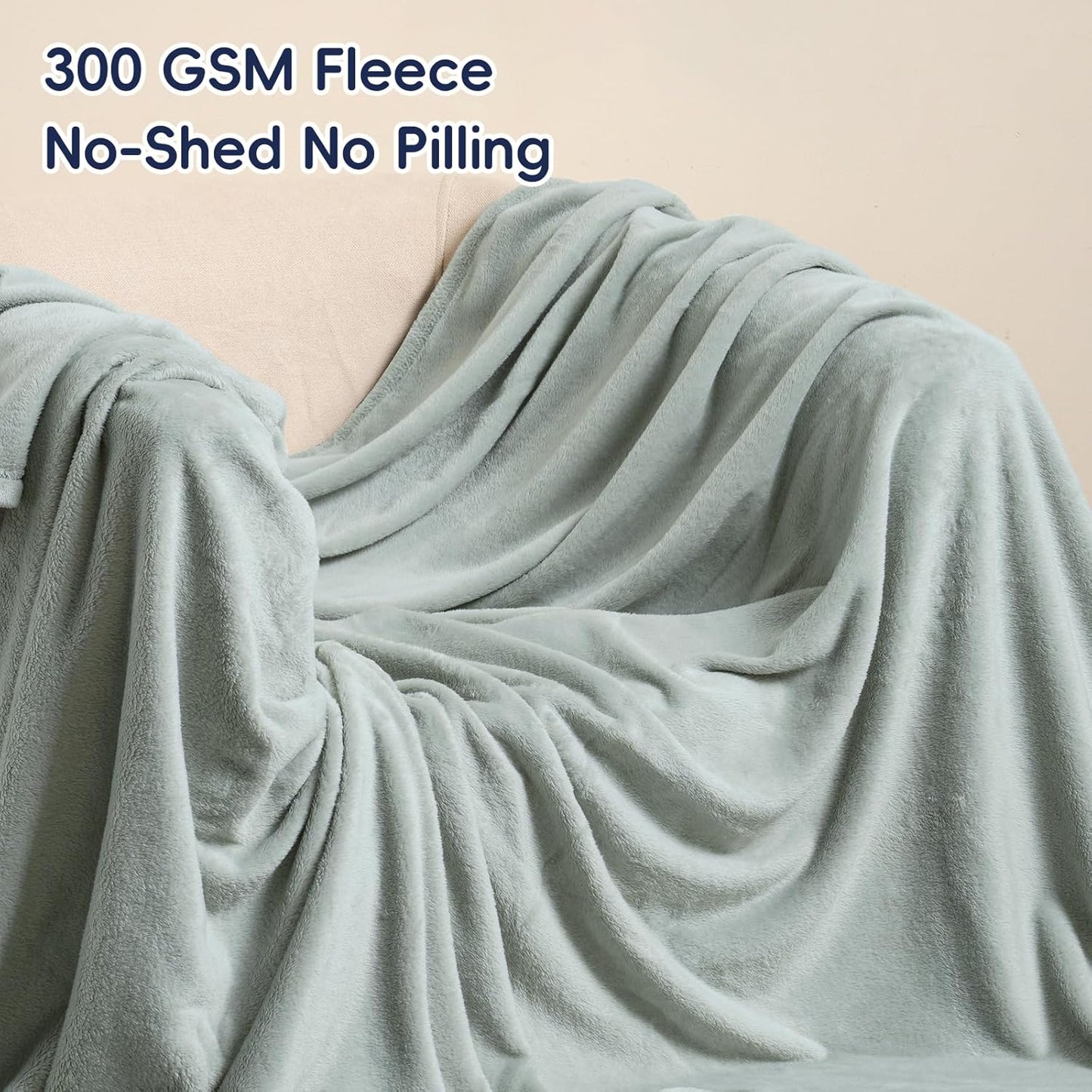 PHF Ultra Soft Fleece Blanket Twin Size, No Shed No Pilling Luxury Plush Cozy 300GSM Lightweight Twin XL Blanket for Bed, Couch, Chair, Sofa Suitable for All Season, 76" x 90", Sage Green