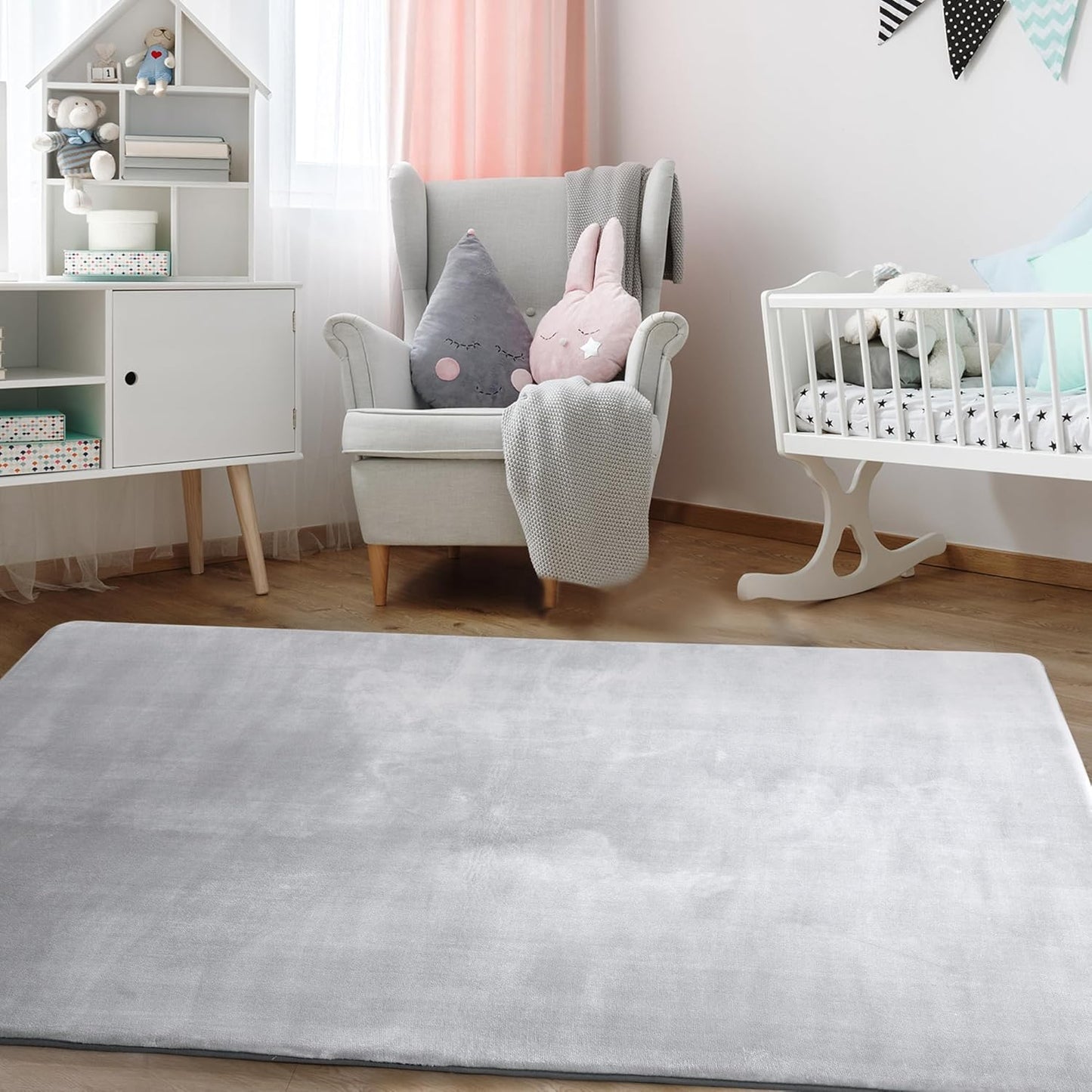 BALAPET Thick Memory Foam 71x59 Play Mat for Playpen, Super Soft Velvet Portable Baby Playpen Mat for Kids Toddler Crawling and Play, Non-Slip Bottom Playmat, Grey
