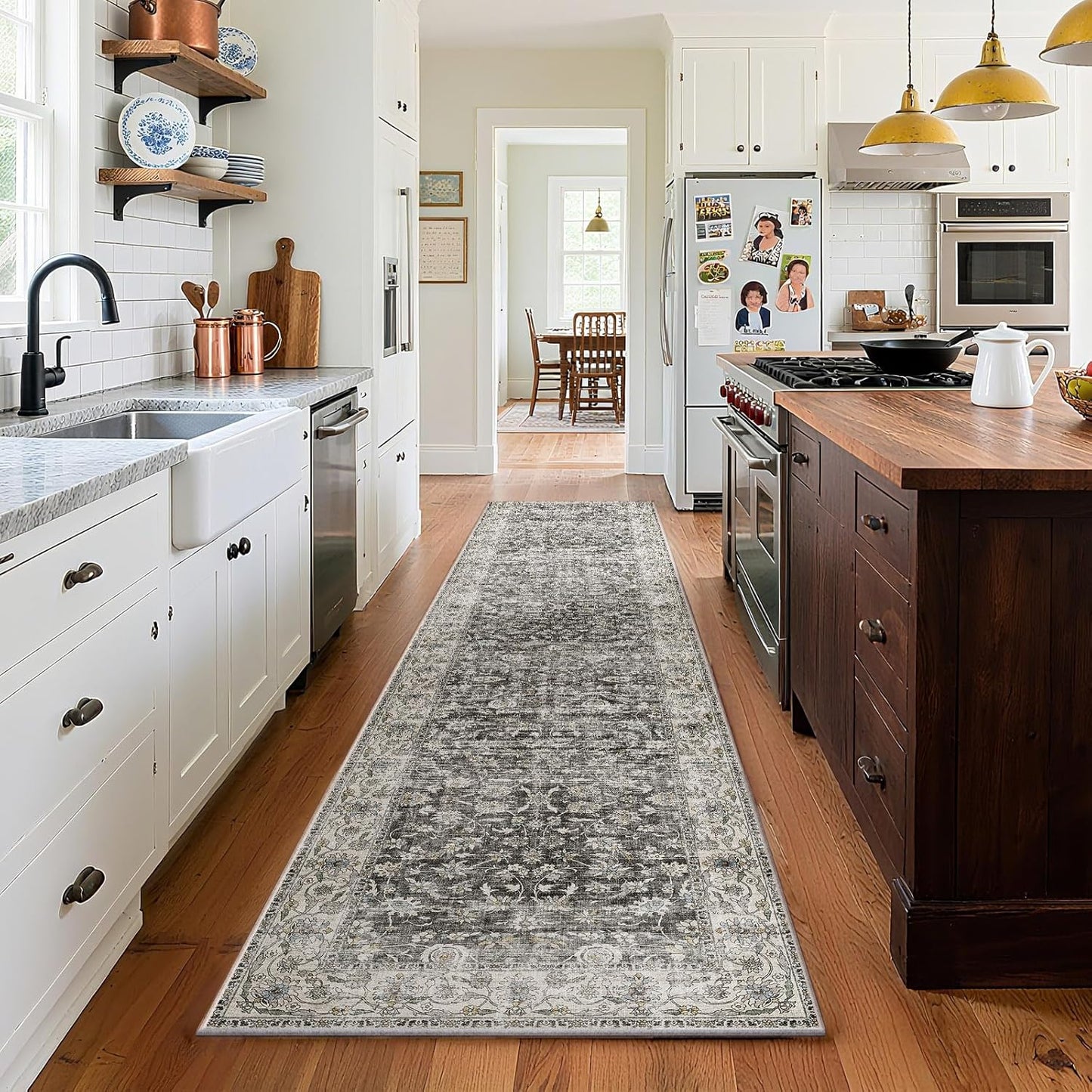 Runner Rug Washable Kitchen Runner: 2'x10' Hallway Runner Rugs Stain Resistant Non Slip Low Pile Soft Boho Carpet Runners for Hallways Bedroom Entryway Indoor Beside Bathroom Laundry Room