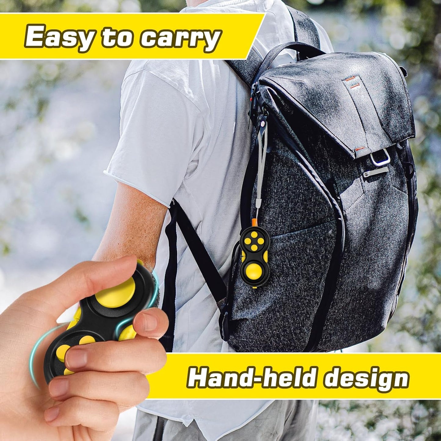 WTYCD Original Fidget Toy Game, Rubberized Classical Controller Fidget Concentration Toy with 8-Fidget Functions and Lanyard - Excellent for Relieving Stress and Anxiety