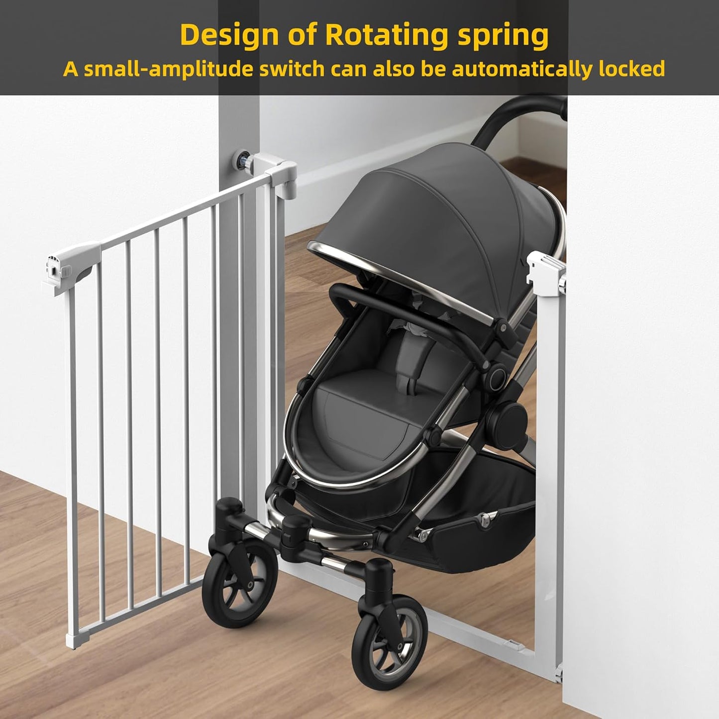 Easy Step Walk-Thru Baby Gate – Adjustable Safety Gate for Babies & Pets, Pressure Mount Kit, Includes Wall Cups – 29.7 to 32W x 30.5H inches, CPC Certified