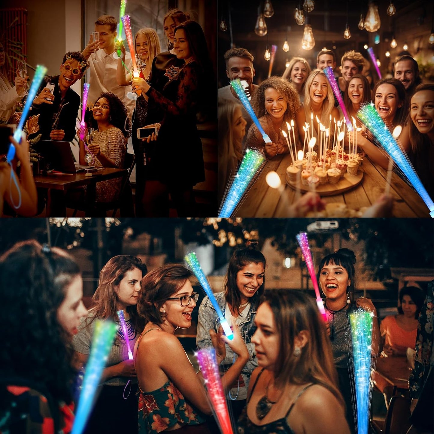 100 PCS Glow Fiber Wands Sticks,LED Light Wands,Glow in The Dark Party Supplies,Fiber Optic Wands,LED Flashing Sticks,Fiber Optic Light Wand Stick for Party,Wedding,New Year Party Favors