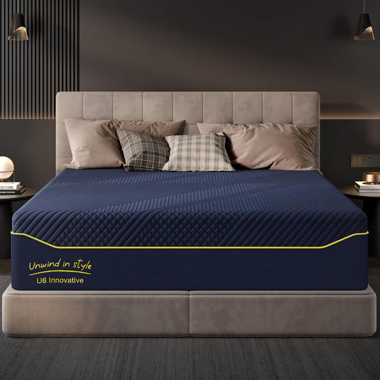 12 Inch Gel-Infused Memory Foam Mattress King Size,Medium Soft with Removable Washable Cover Cooling Gel Bed in a Box,CertiPUR-US Certified,80"X76"X12" Navy Blue