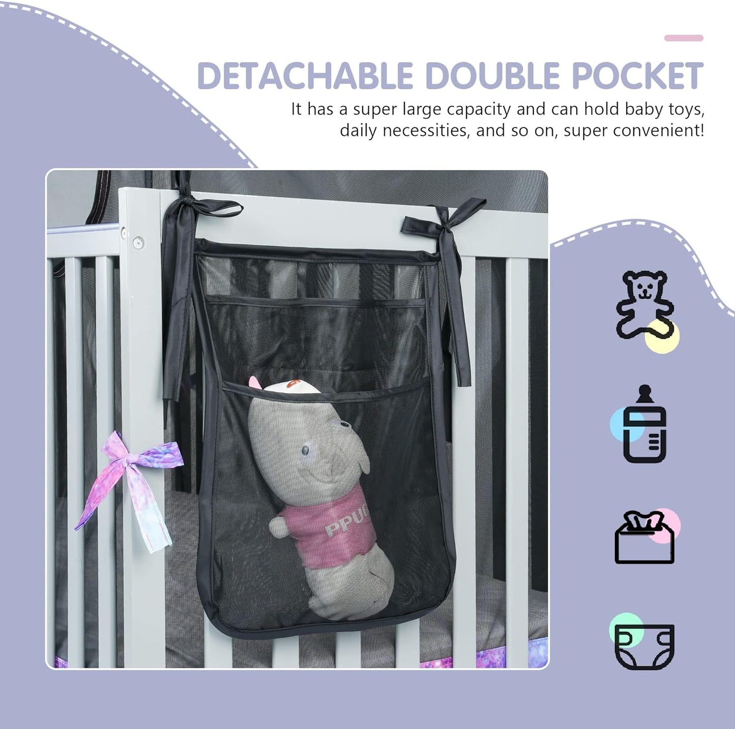 Porayhut Portable Baby Crib Net Safety Mesh Tent,Pop up Infant Mosquito Net, See Through Canopy Netting Cover for Baby&Toddler to Keep Baby from Climbing Out.