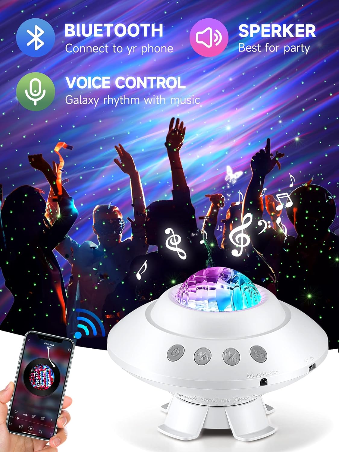 Star Projector Northern Lights, Galaxy Projector for Bedroom, Aurora Projector with Bluetooth Speaker, Timer and Remote, Teen Girl Room Decor, Cool Gifts for Kids, Adults, Birthday