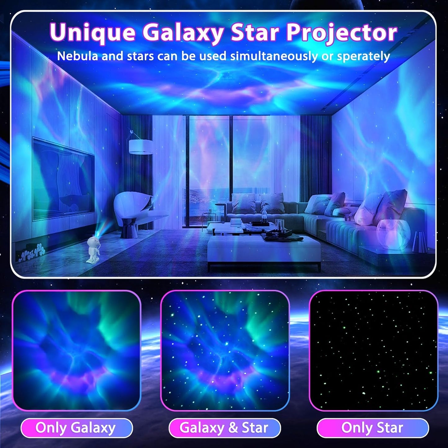 Star Galaxy Projector, Galaxy Night Light Projector for Bedroom with Remote Control & Timer, for Bedroom, Living Room and Home Theater