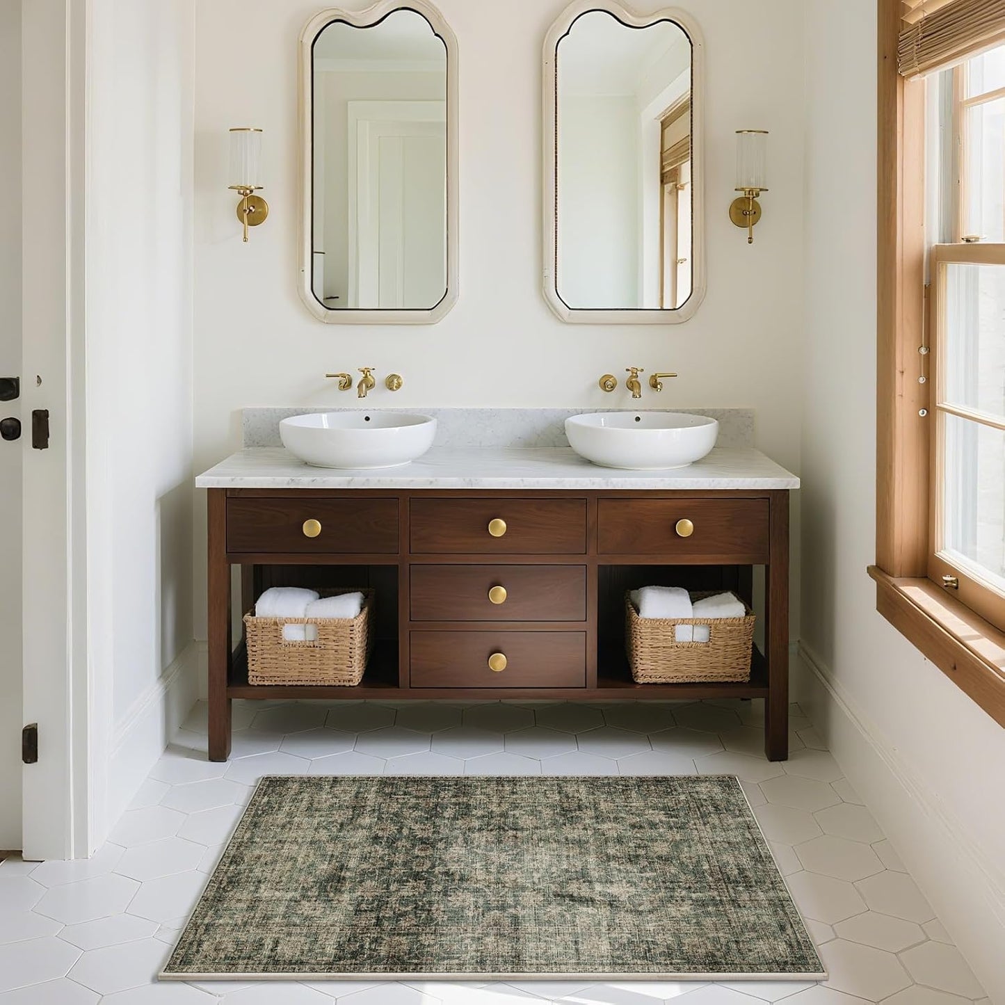 Machine Washable Throw Rugs for Entryway: Door Mat Indoor Entrance 2x3 Rug Boho Small Area Rug Non-Slip Low Pile Kitchen Rug for Front Door Indoor Entrance Entry Kids Room