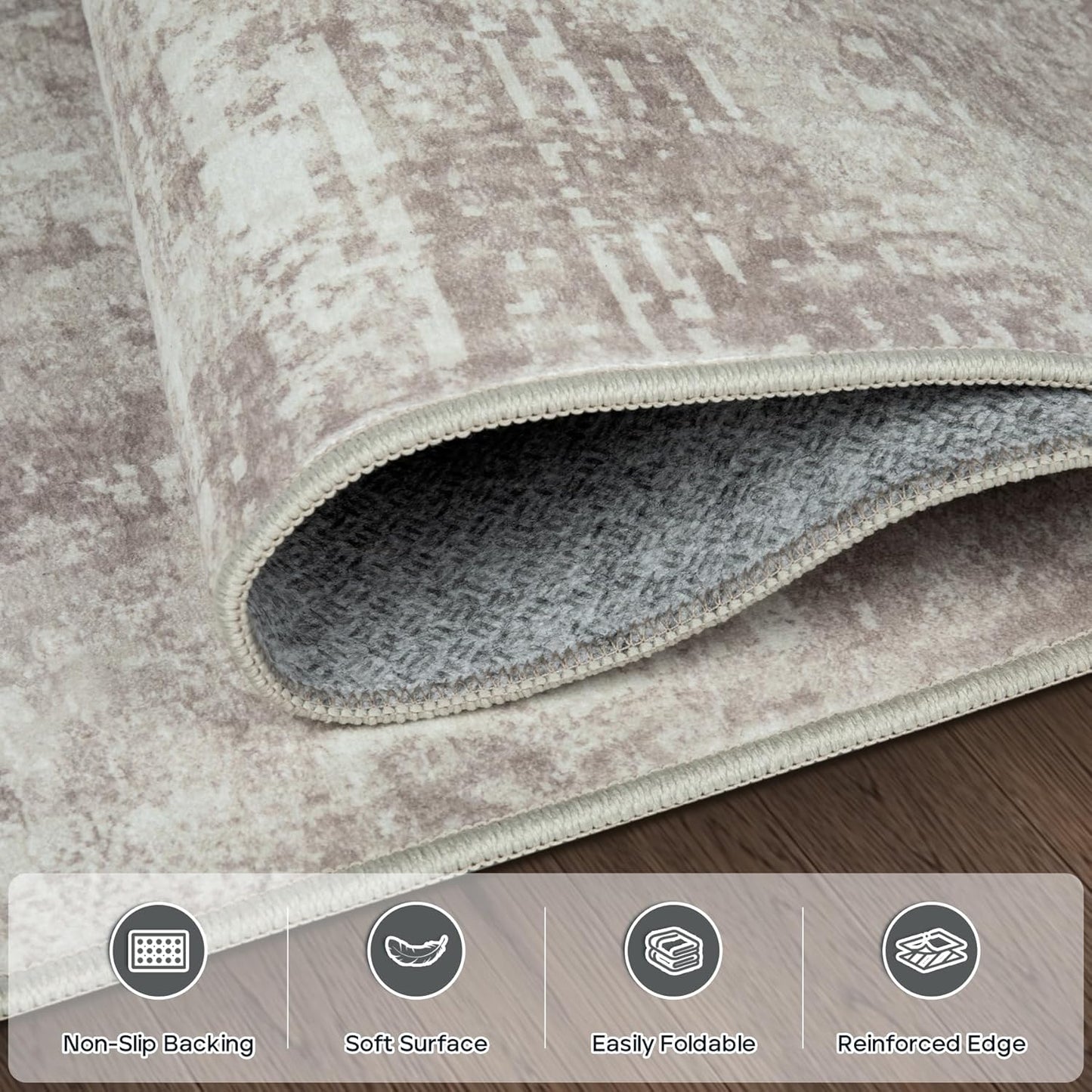 10x14 Area Rugs Large Living Room Rug Washable: Modern Abstract Rug Indoor Modern Carpet Non Slip for Dining Room Bedroom Nursery Home Office Brown Grey