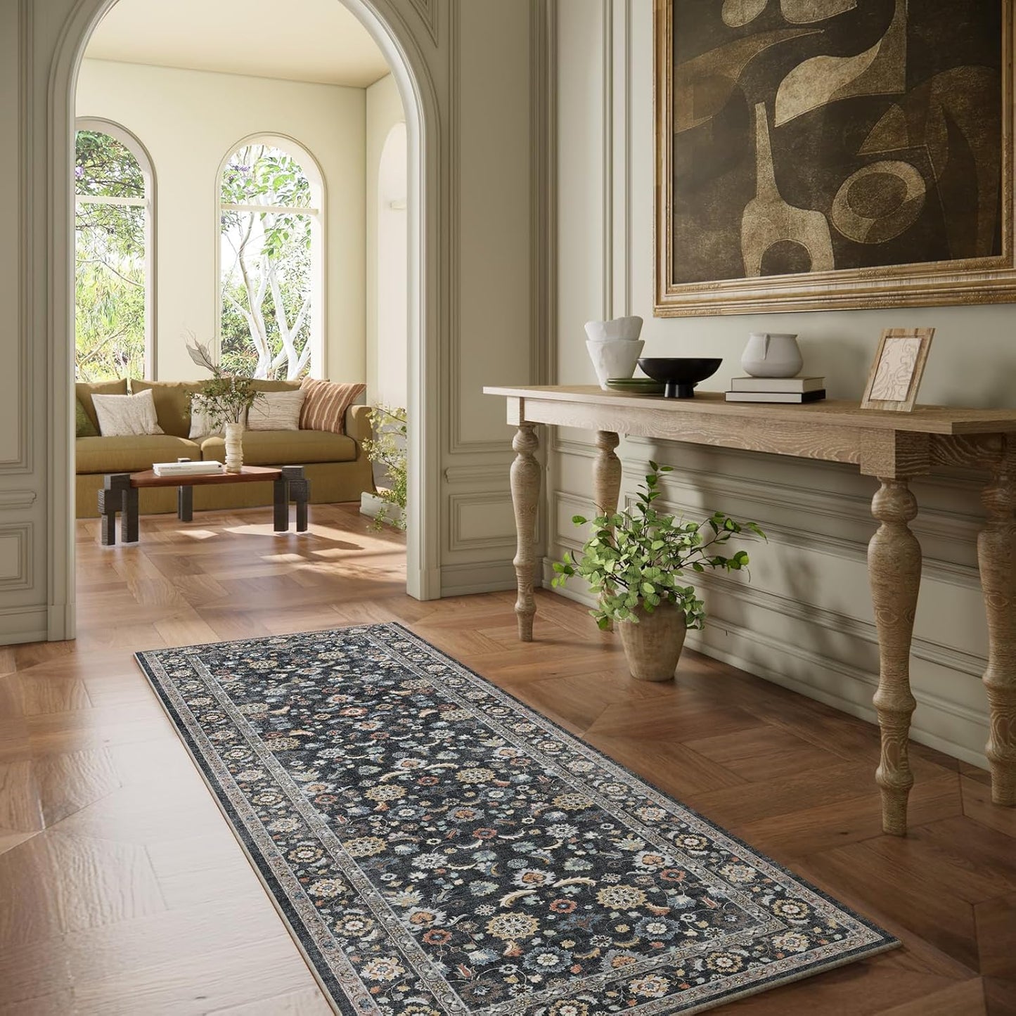 Washable Runners for Hallways Kitchen Rug: 2'x6' Runner Rugs Stain Resistant Non Slip Low Pile Boho Carpet Runners for Hallways Bedroom Entryway Indoor Beside Bathroom Laundry Room