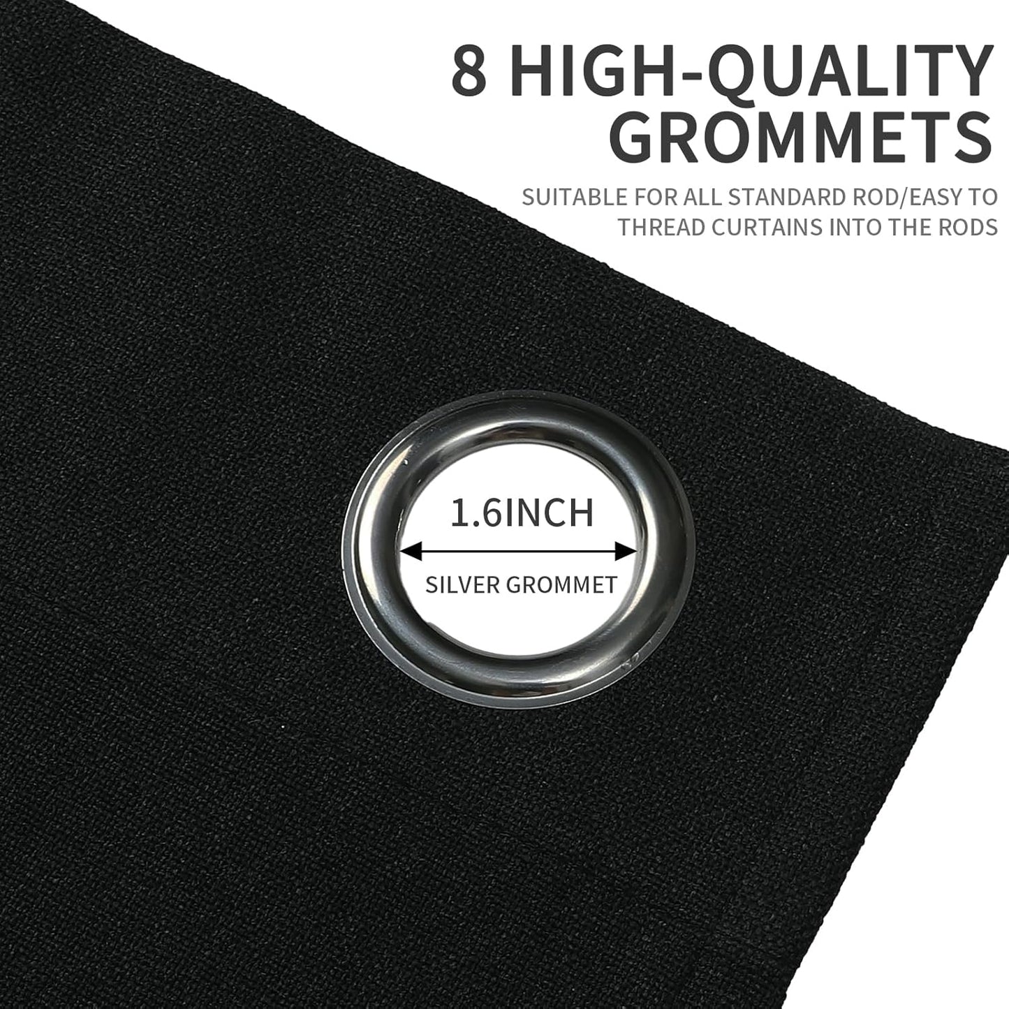 Joydeco Blackout Curtains 63 Inches Long 2 Panels Burg, Room Darkening Curtains for Bedroom, 100% Black Out Textured Thermal Drapes Privacy Protection 2 Panels Set(W52 x L63 Inch, Black)