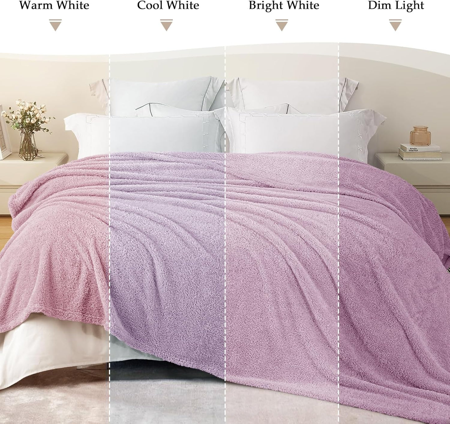 Exclusivo Mezcla Fleece Blanket for Couch, Soft and Cozy Twin Blankets for Women Men Girls Kids, Suitable for All Seasons, Light Purple,60x80 Inches