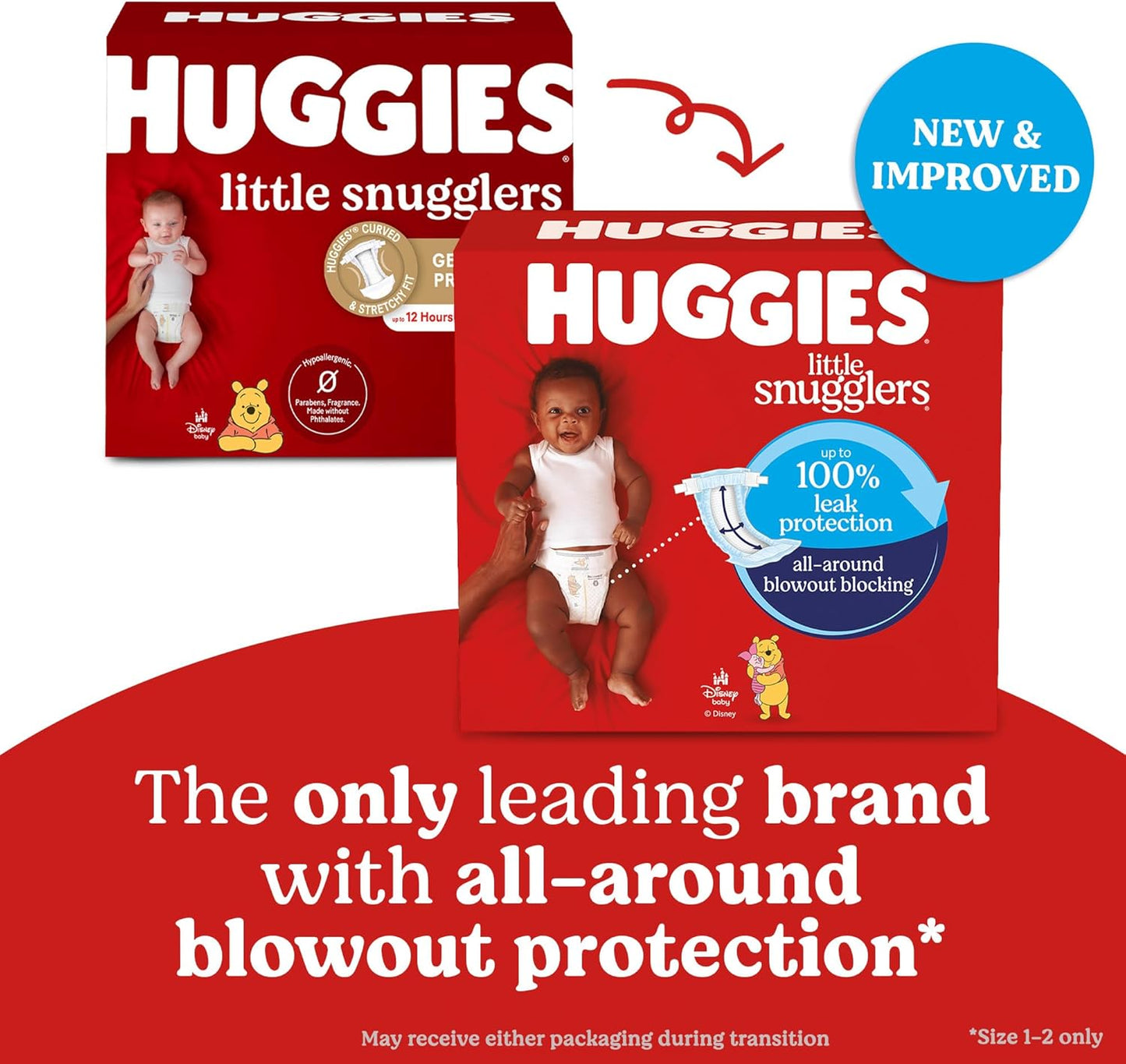Huggies Size 6 Diapers, Little Snugglers Baby Diapers, Size 6 (35+ lbs), 108 Count (2 Packs of 54), Packaging May Vary
