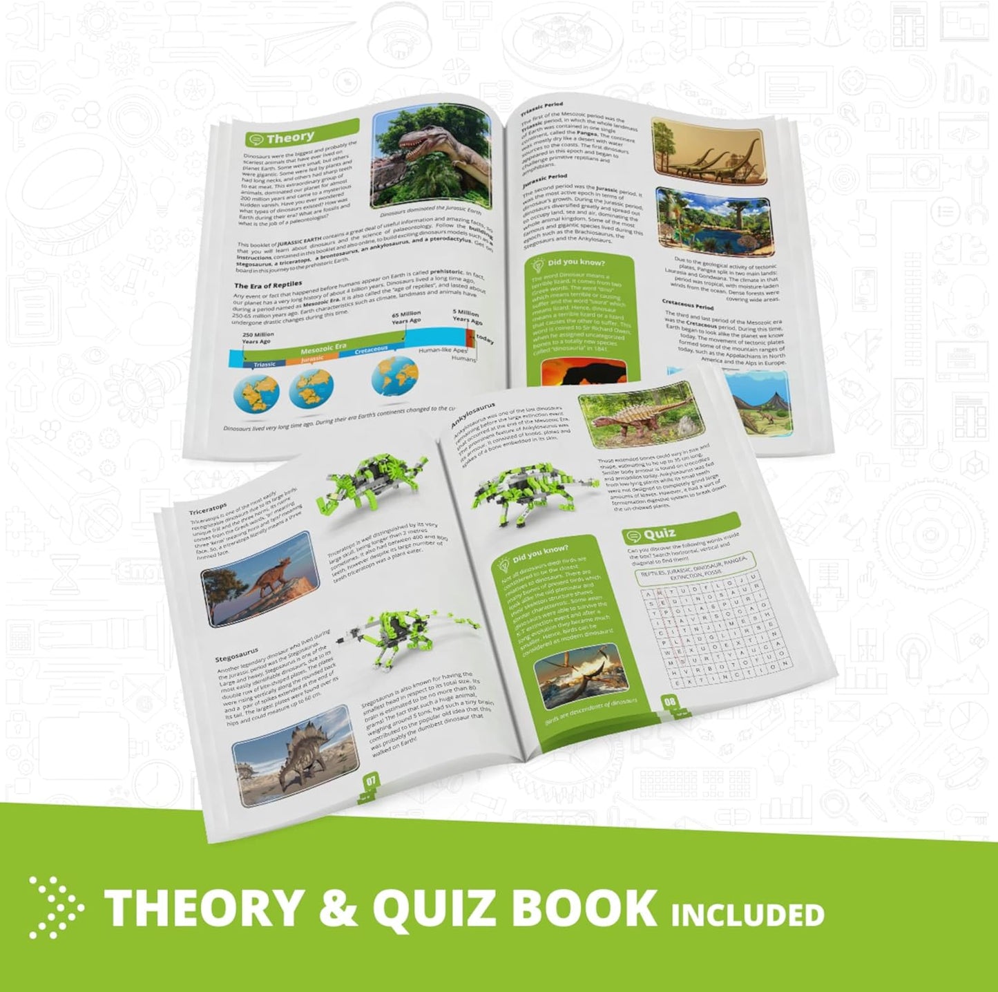 Engino- STEM Toys, Learning About Dinosaurs, Educational Toys for Kids 9+, STEM Projects for Kids, Gifts for Boys & Girls (5 Motorized Models)