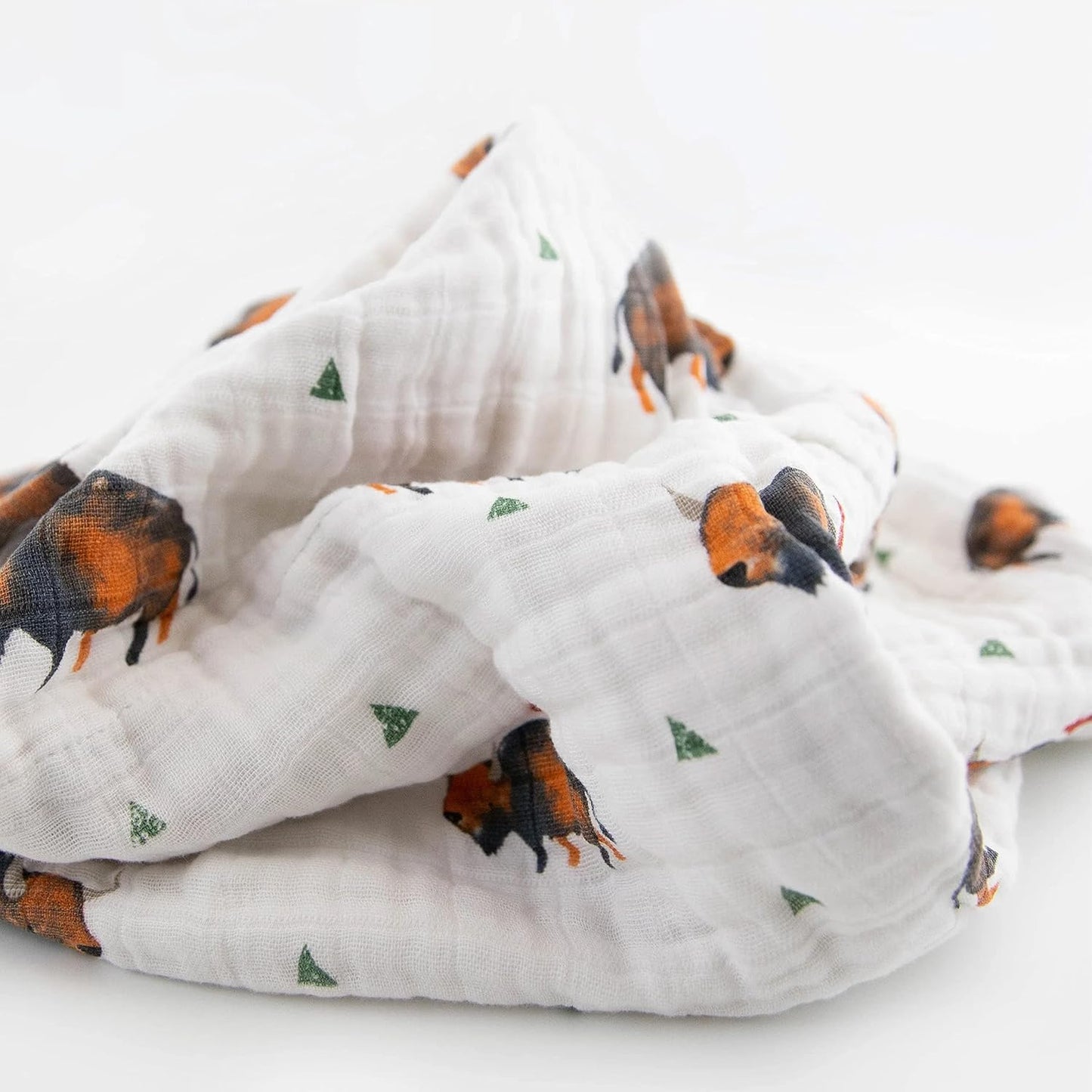 Little Unicorn Newborn Receiving Quilt | Ultra- Soft, Multi-Layered Muslin Fabric | Gift for Newborns & on-The-go (Bison)