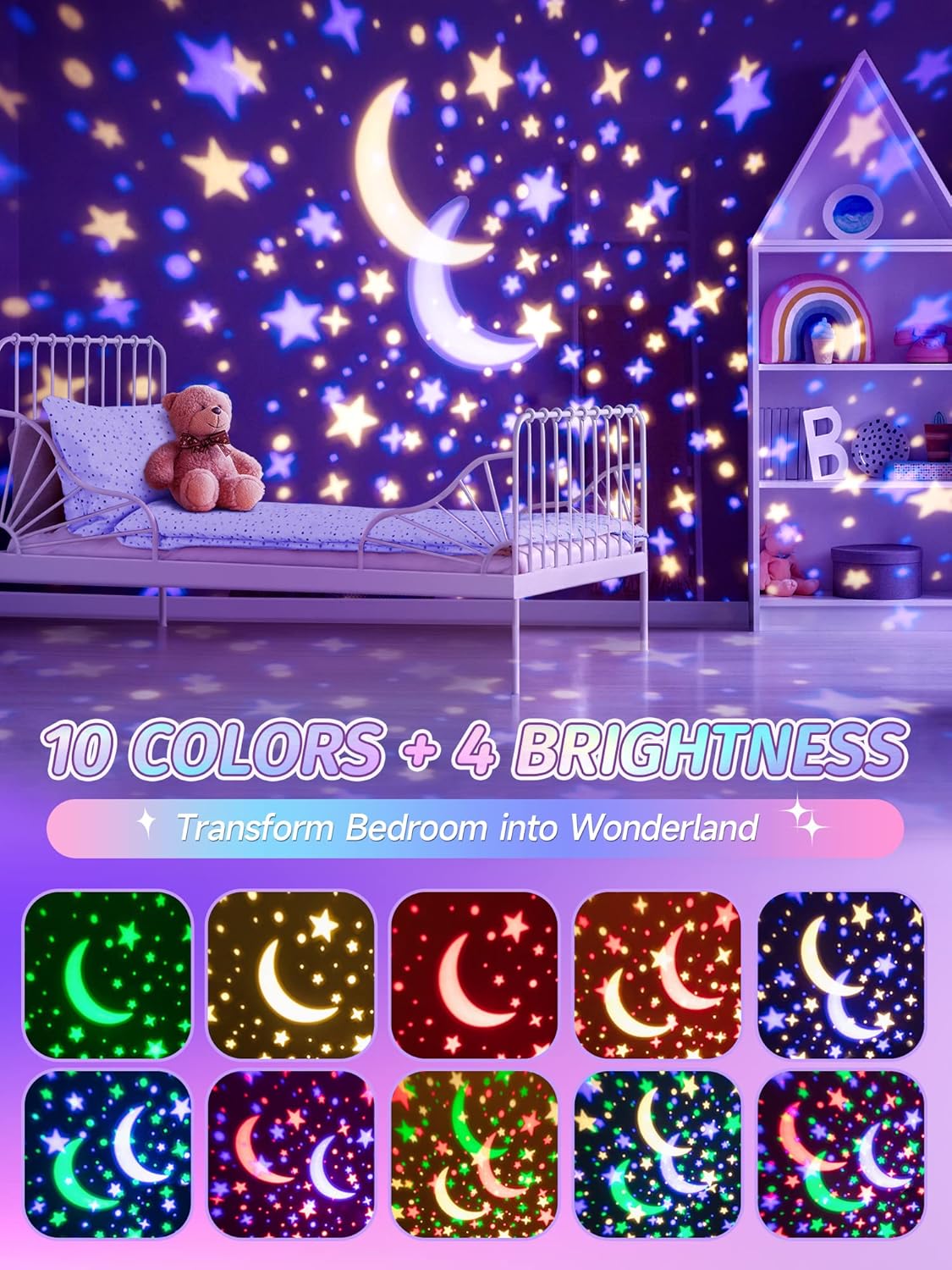 One Fire Star Projector Night Light for Kids Room, Bluetooth Speaker+Remote, 48 Lighting Cool Star Light Projector, Kids Room Decor, Christmas Gifts
