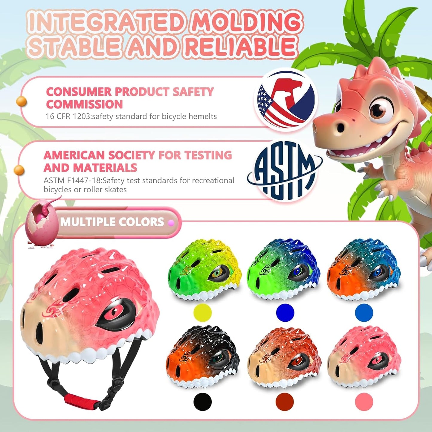 Toddler/Kids Bike Helmet Set for Boys Girls 3D Adjustable Kids Helmet Protective Gear Set Knee Elbow Wrist Pads and Multi-Sports Skateboard Scooter Cycling Roller Balance Bike