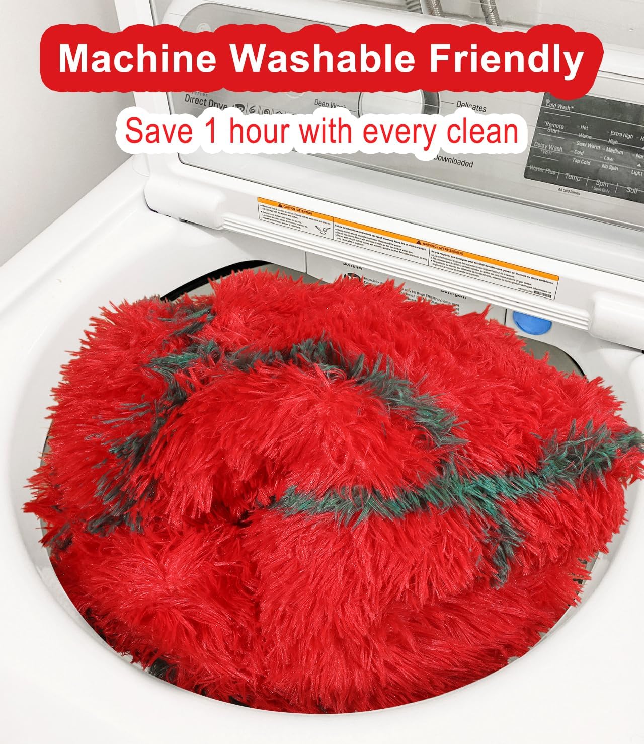 ONASAR Area Rugs for Living Room Bedroom, 5x8 Washable Fluffy Red and Dark Green Rug, Geometric Boho Soft Plush Shaggy Fuzzy Floor Carpet for Nursery Kids Girls Boys Teen Dorm Home Decor Aesthetic