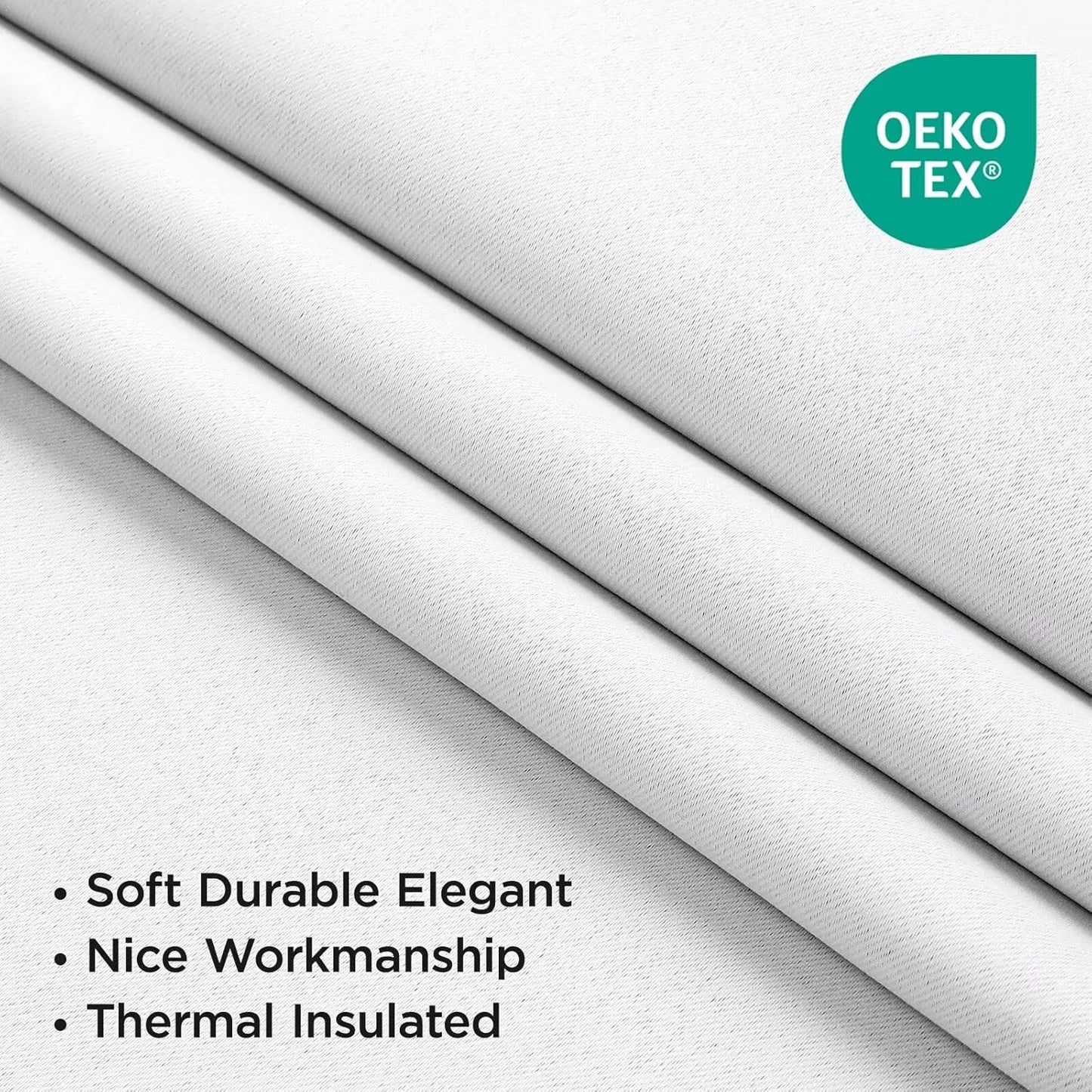 Joydeco 90 Inch 60% Blackout White Curtains 2 Panels, Elegant Semi Sheer Curtains for Bedroom, Thermal Insulated Black Out Drapes for Living Room, Rod Pocket Back Tab Drapes(W52 x L90 Inch,Pure White)