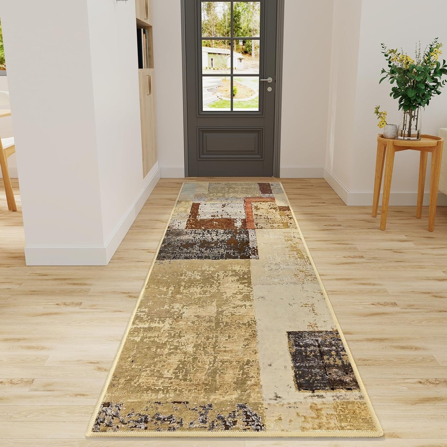 LOCHAS Washable Runner Rugs for Hallway, 2x6 Non Sip Soft Rug for Bedroom Entryway Kitchen Laundry Room, Long Abstract Carpet for Indoor Floor Bedside, Geometric Vintage Home Decor, Pet & kid Friendly