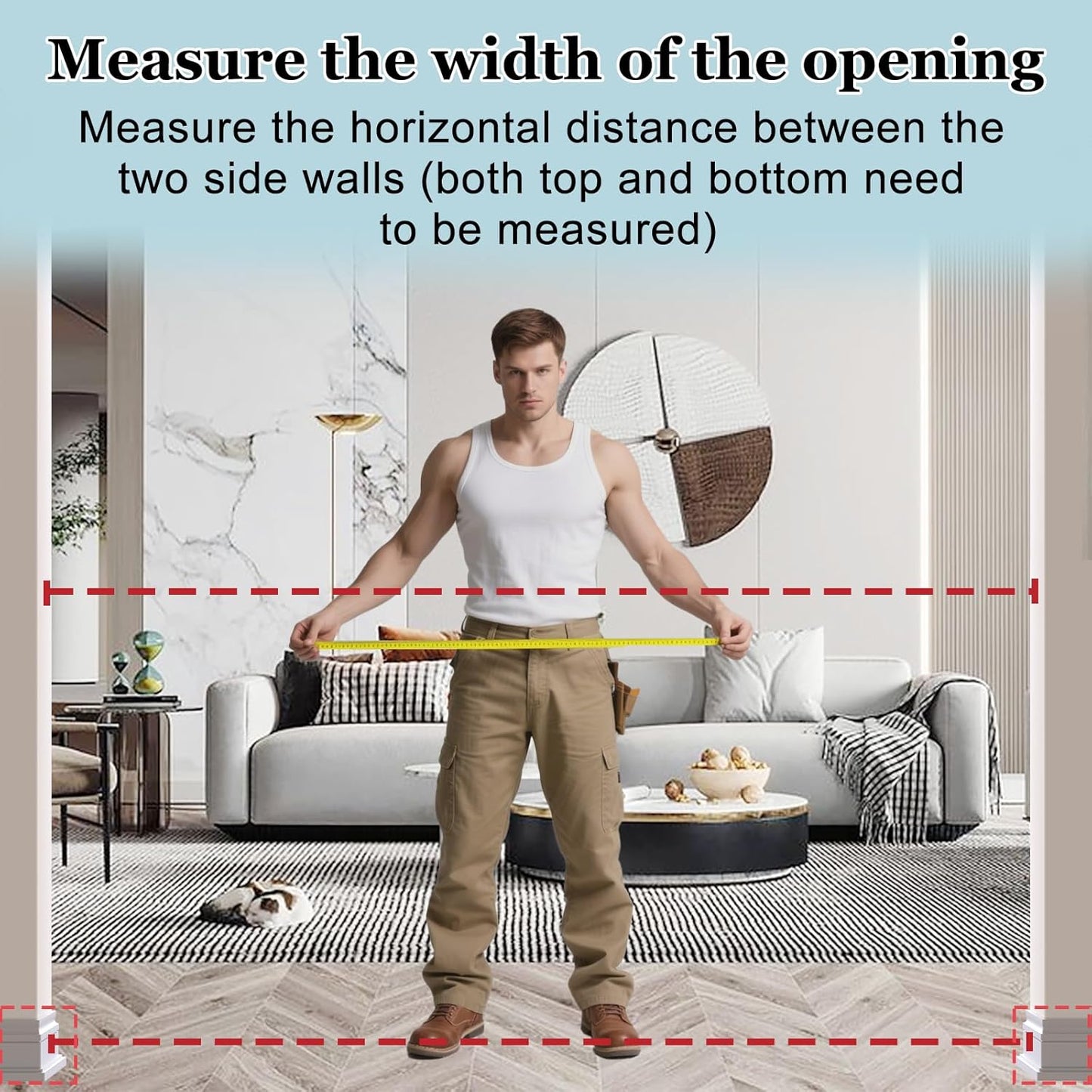 WAOWAO Triple Lock Baby Gate Extra Wide 57.87-62.59" Pressure Mounted Walk Through Swing Auto Close Safety White Metal Dog Pet Puppy Cat for Stairs,Doorways,Kitchen