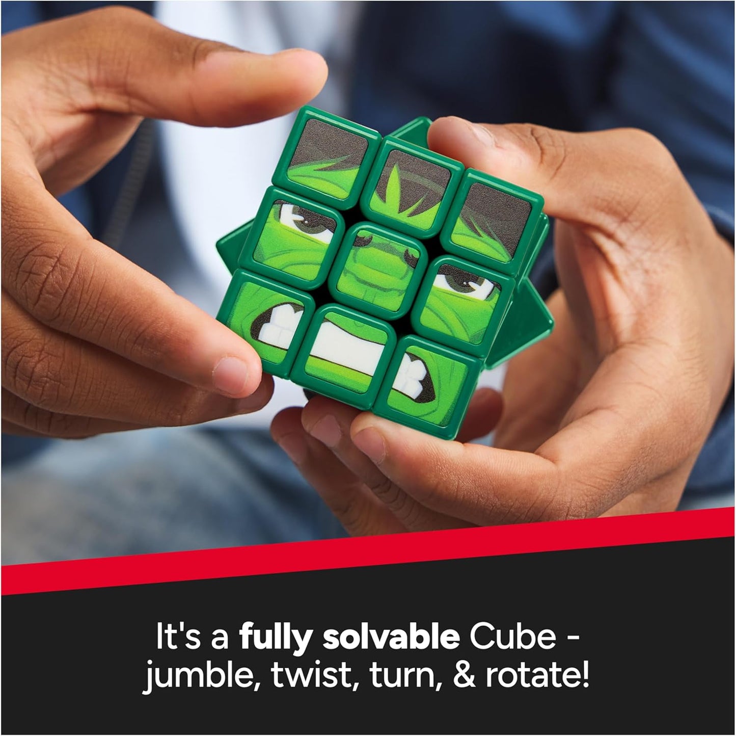 Rubik's Cube Hulk Cuber, Problem-Solving Challenging Brain Teaser Collectible Hulk Fidget Toy, for Adults & Kids Ages 8+