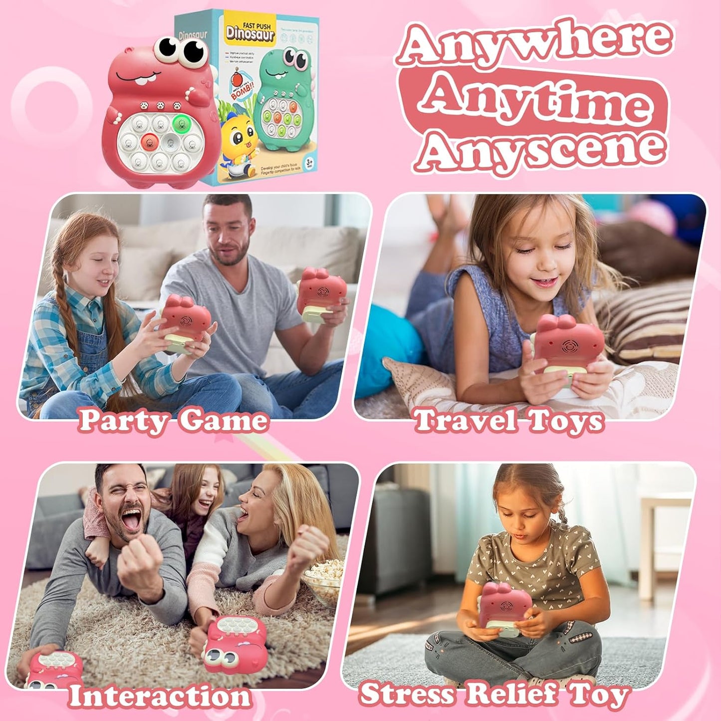 Pop Fidget Toys, Pop Pro Light Up Game, Quick Speed Fast Push Puzzle Game Console Bubble Stress Relief decompression Toys Anti-Anxiety Autism Handheld Game Toy for Kids 3-12 Years