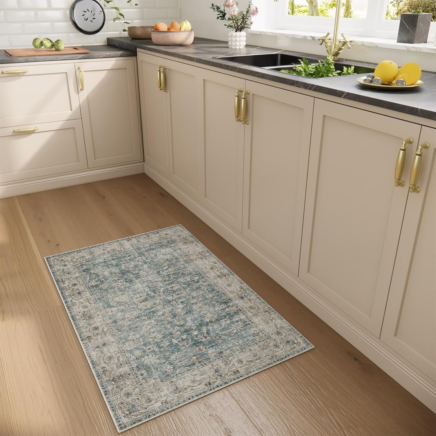 Machine Washable Entryway Throw Rug: Door Mat Indoor Entrance 2x3 Rug Boho Small Area Rug Non-Slip Low Pile Kitchen Rug for Front Door Indoor Entrance Entry Kids Room