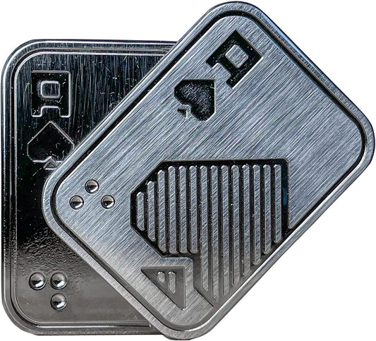 New Decompression Metal Poker Fidget_Slider，Manually Rotate Adult Office Decompression Toys to Relieve Pressure, Tabletop Toys for Adults and, Pressure Novel Toy Gift for Kids or Friends (silveryAA)