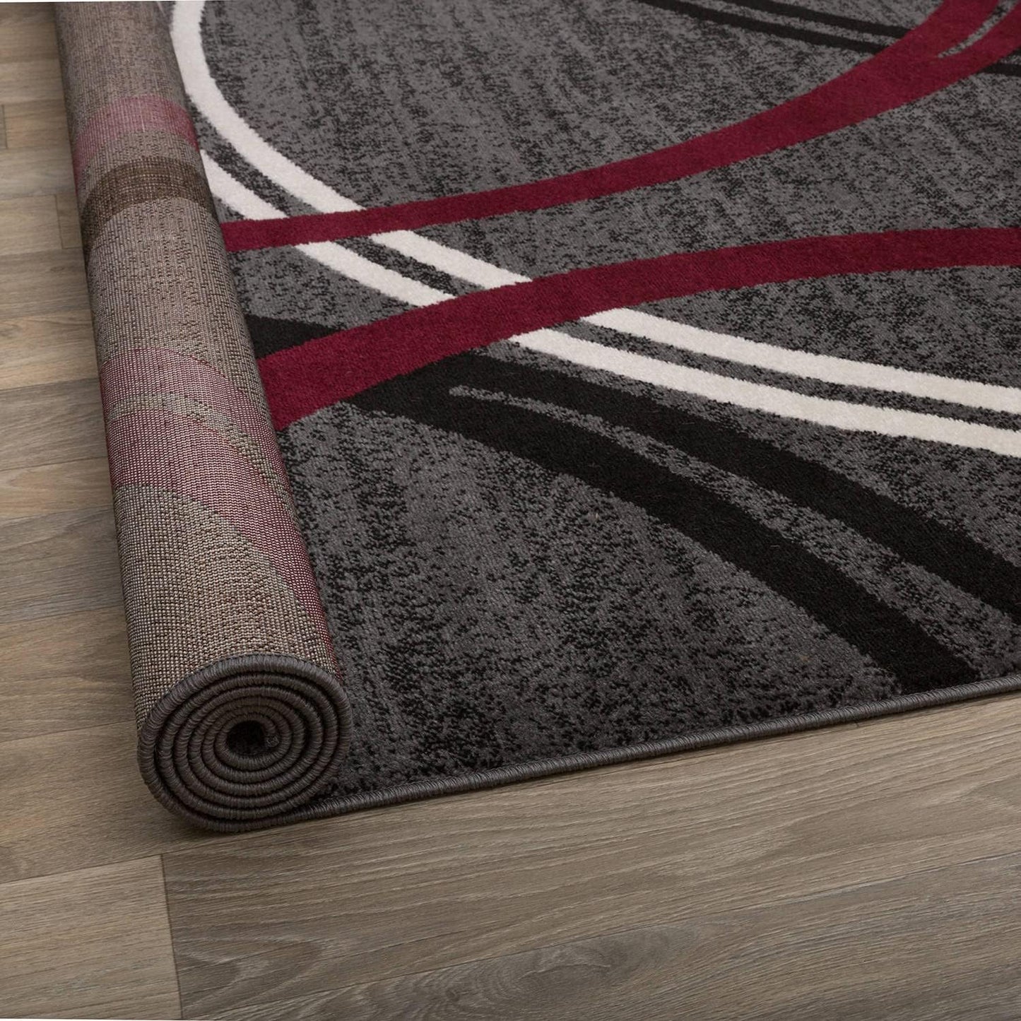 Rugshop Modern Wavy Circles Design Area Rug 2' x 3' Red